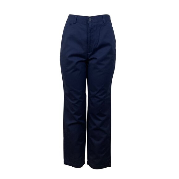 Dockers Womens Navy Flat Front Tapered Leg Pants Relaxed Fit No Wrinkles Sz 10S - Picture 1 of 8